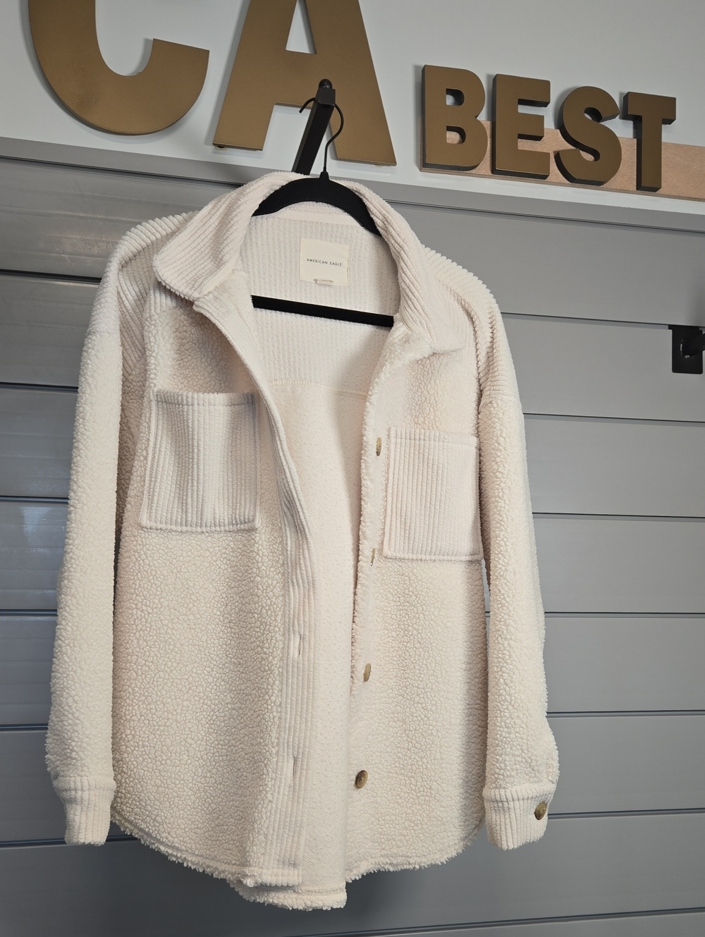 American Eagle Outfitters Cream Sherpa Jacket
